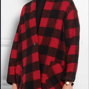 Isabel Marant Etoile Red Plaid Gabrie Coat Sz 36